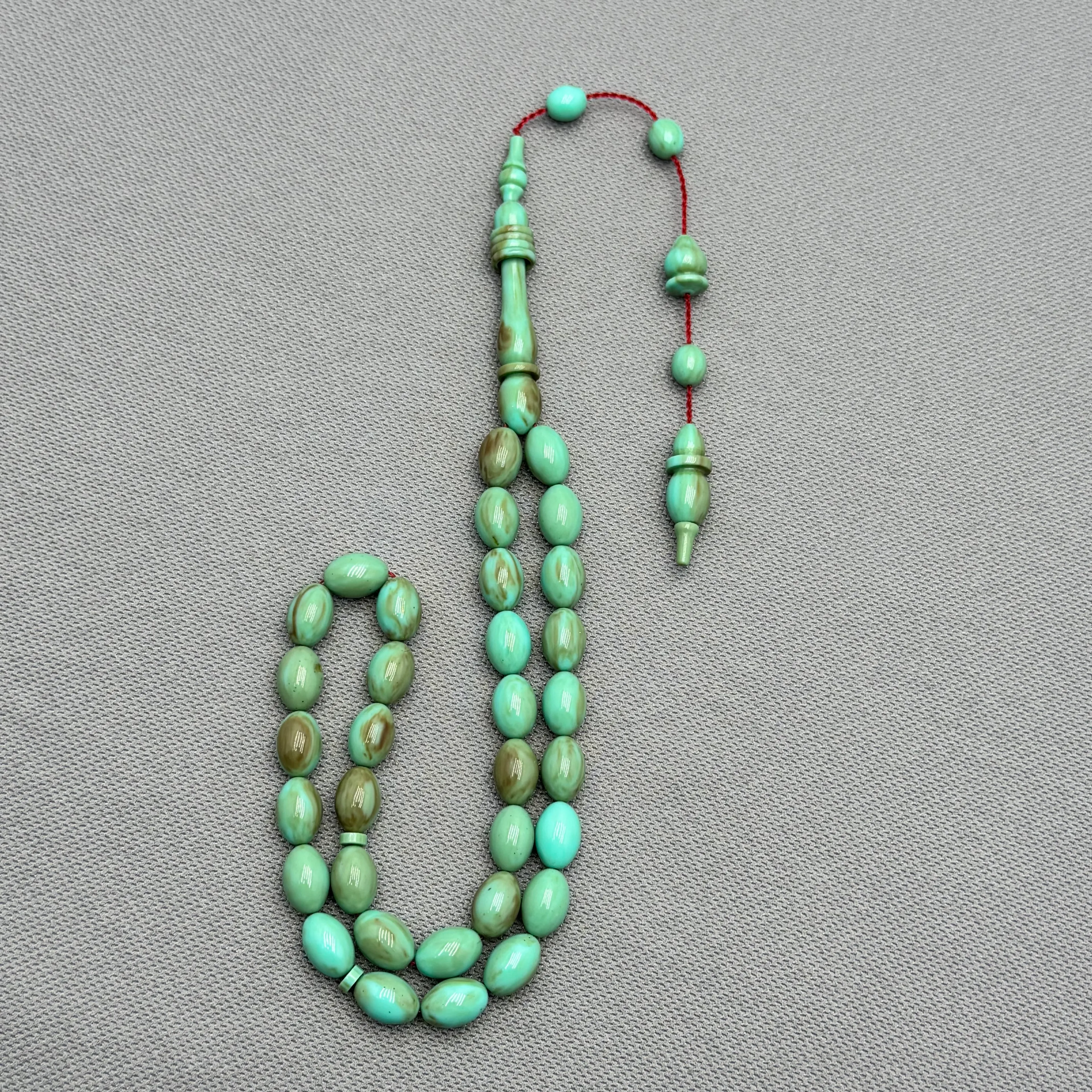 Usta İşçilikli Zümrüt Rengi Halkalı İmame Sıkma Kehribar